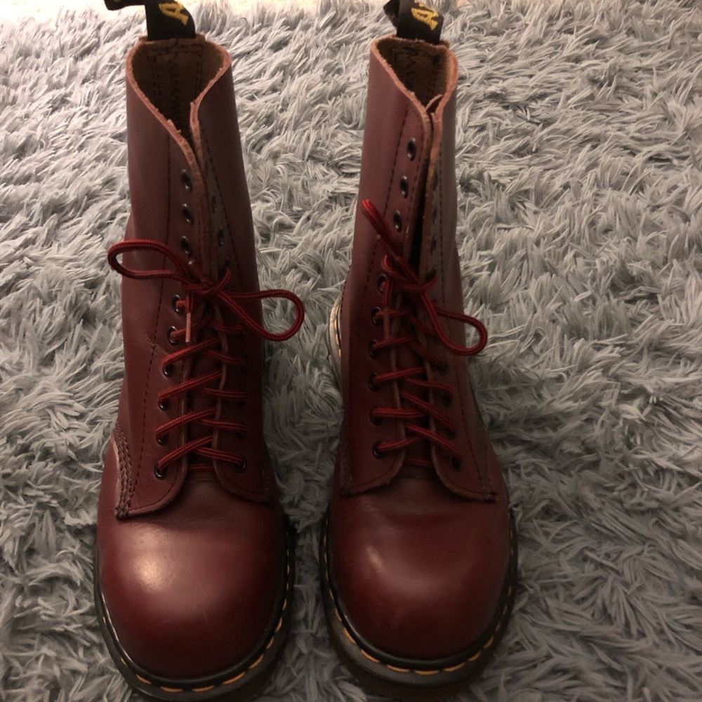 Cherry Red Doc Marten Combat Boots- US size 6